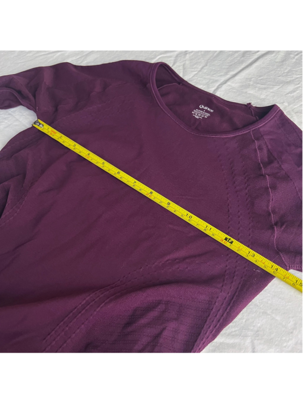 Quince Women Seamless Sz S Ruched Long Sleeve Athletic Top Plum Yoga Sustainable - Picture 6 of 10